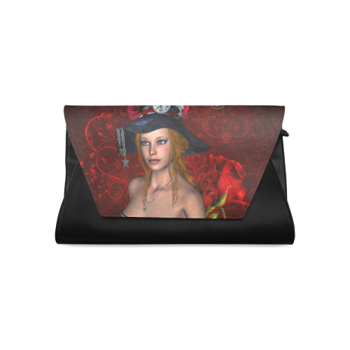Beautiful steampunk lady, awesome hat Clutch Bag (Model 1630)