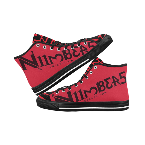 NUMBERS Collection LOGO/1234567 Cherry Red/Black Vancouver H Men's Canvas Shoes (1013-1)