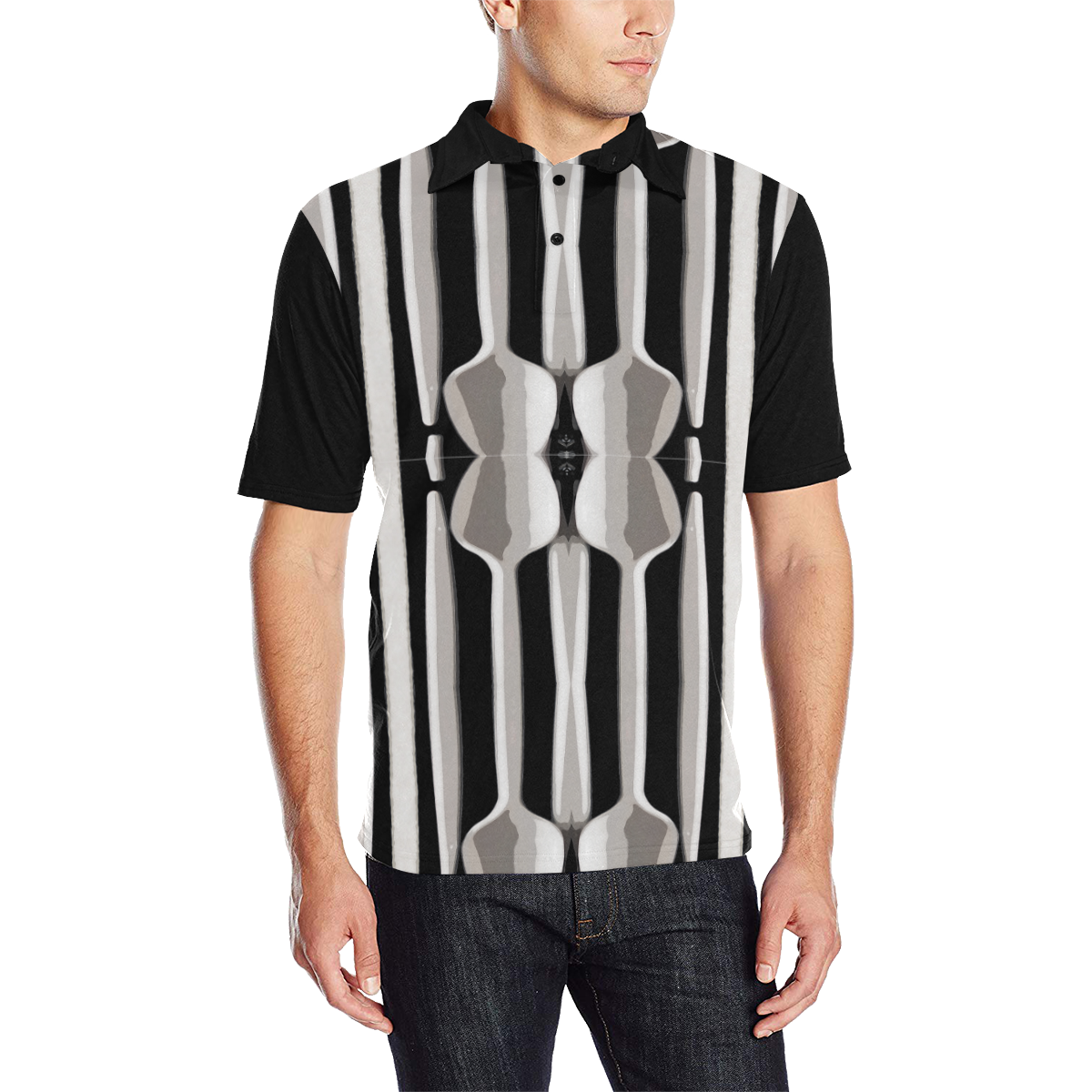 spoon mirroring 2 Men's All Over Print Polo Shirt (Model T55)