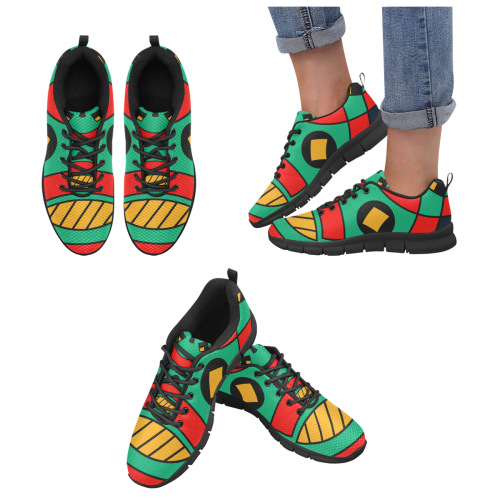 African Scary Tribal Women's Breathable Running Shoes/Large (Model 055)