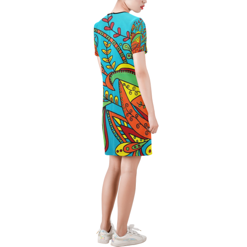Euphoric Short-Sleeve Round Neck A-Line Dress (Model D47)