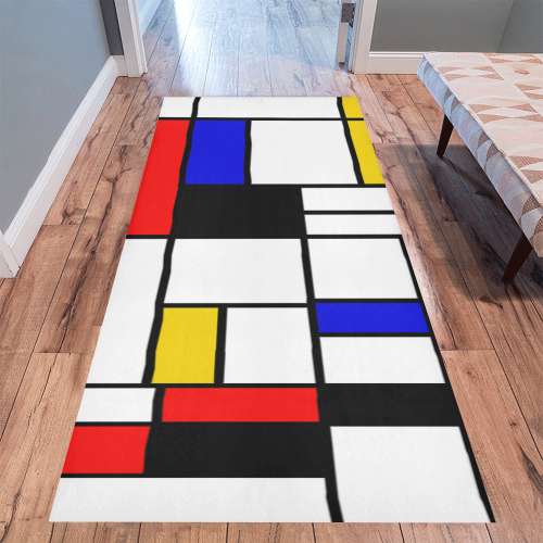 Bauhouse Composition Mondrian Style Area Rug 9'6''x3'3''