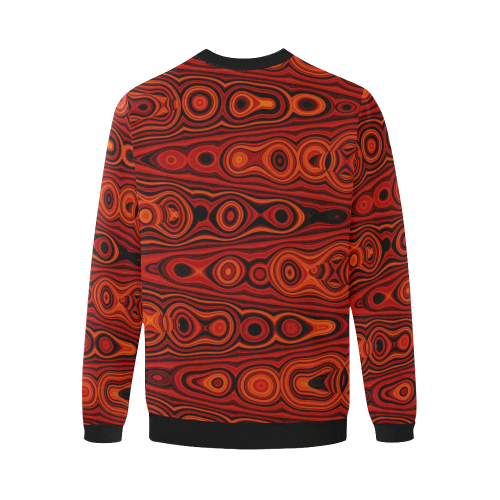 Brown Abstract Pattern Men's Oversized Fleece Crew Sweatshirt/Large Size(Model H18)