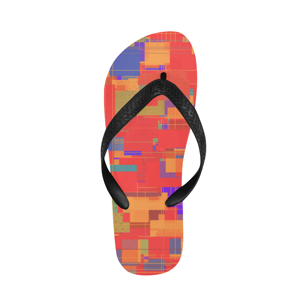 Random Shapes Abstract Pattern Flip Flops for Men/Women (Model 040)