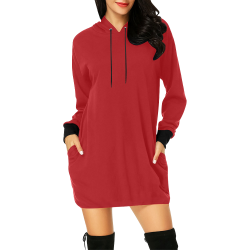 Aurora Red by Aleta All Over Print Hoodie Mini Dress (Model H27)