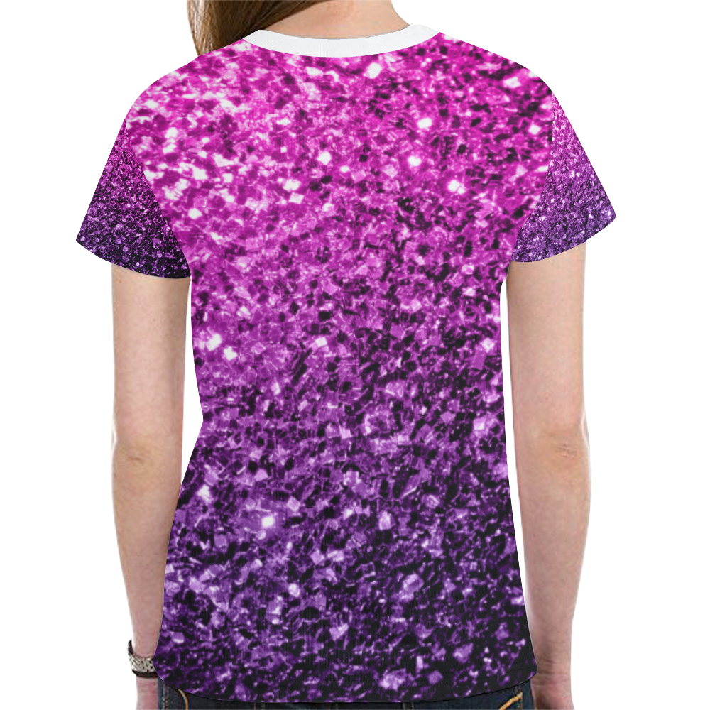 Beautiful Purple Pink Ombre glitter sparkles New All Over Print T-shirt for Women (Model T45)