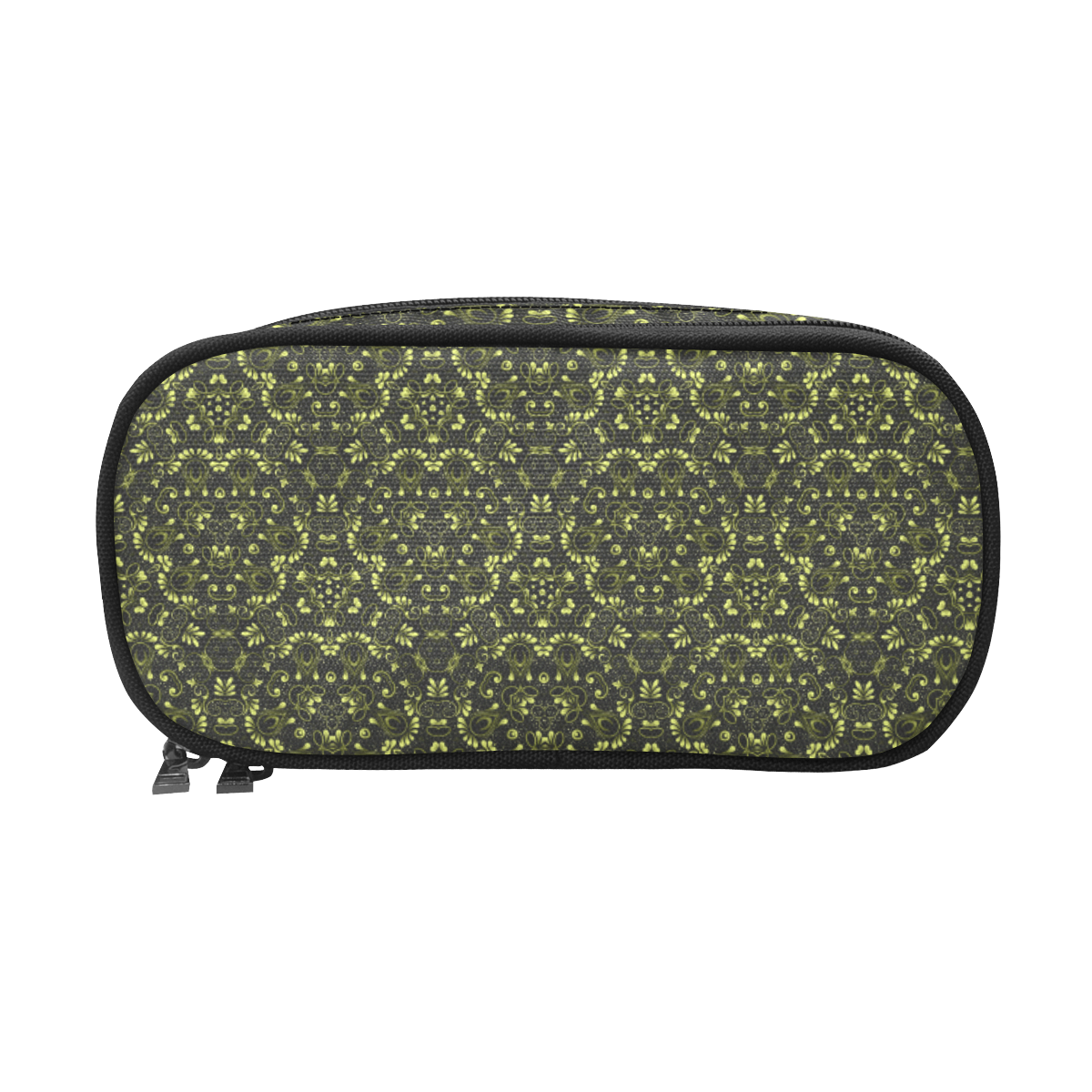 Green vintage pattern on a black background Pencil Pouch/Large (Model 1680)