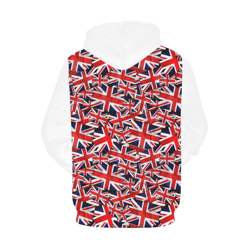 Union Jack British UK Flag (Vest Style) White All Over Print Hoodie for Women (USA Size) (Model H13)