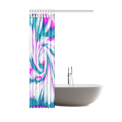 Turquoise Pink Tie Dye Swirl Abstract Shower Curtain 48"x72"