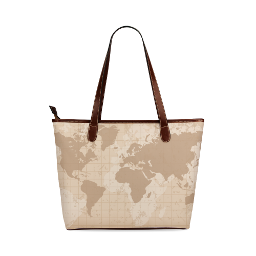 World Map Shoulder Tote Bag (Model 1646)
