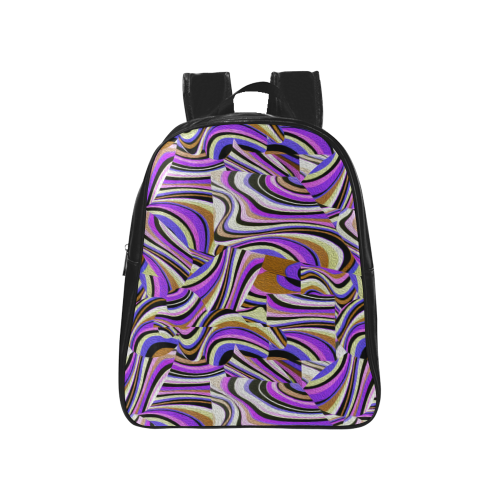 Groovy Retro Renewal - Purple Waves School Backpack (Model 1601)(Medium)