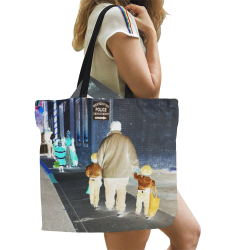 Ghosts roaming the street All Over Print Canvas Tote Bag/Large (Model 1699)