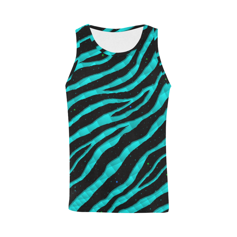 Ripped SpaceTime Stripes - Cyan All Over Print Tank Top for Men (Model T43)