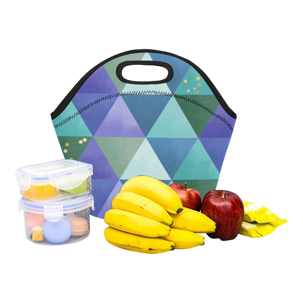 Triangle Pattern - Blue Violet Teal Green Neoprene Lunch Bag/Small (Model 1669)