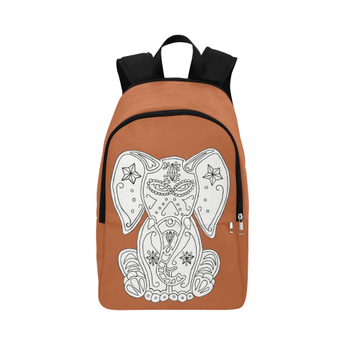 Color Me Sugar Skull Elephant Rust Fabric Backpack for Adult (Model 1659)