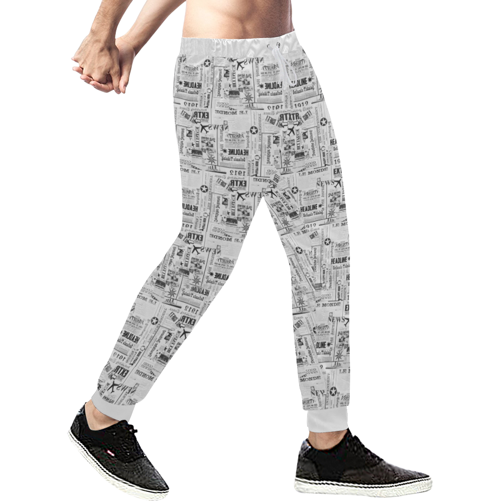 newspaper Men's All Over Print Sweatpants (Model L11)