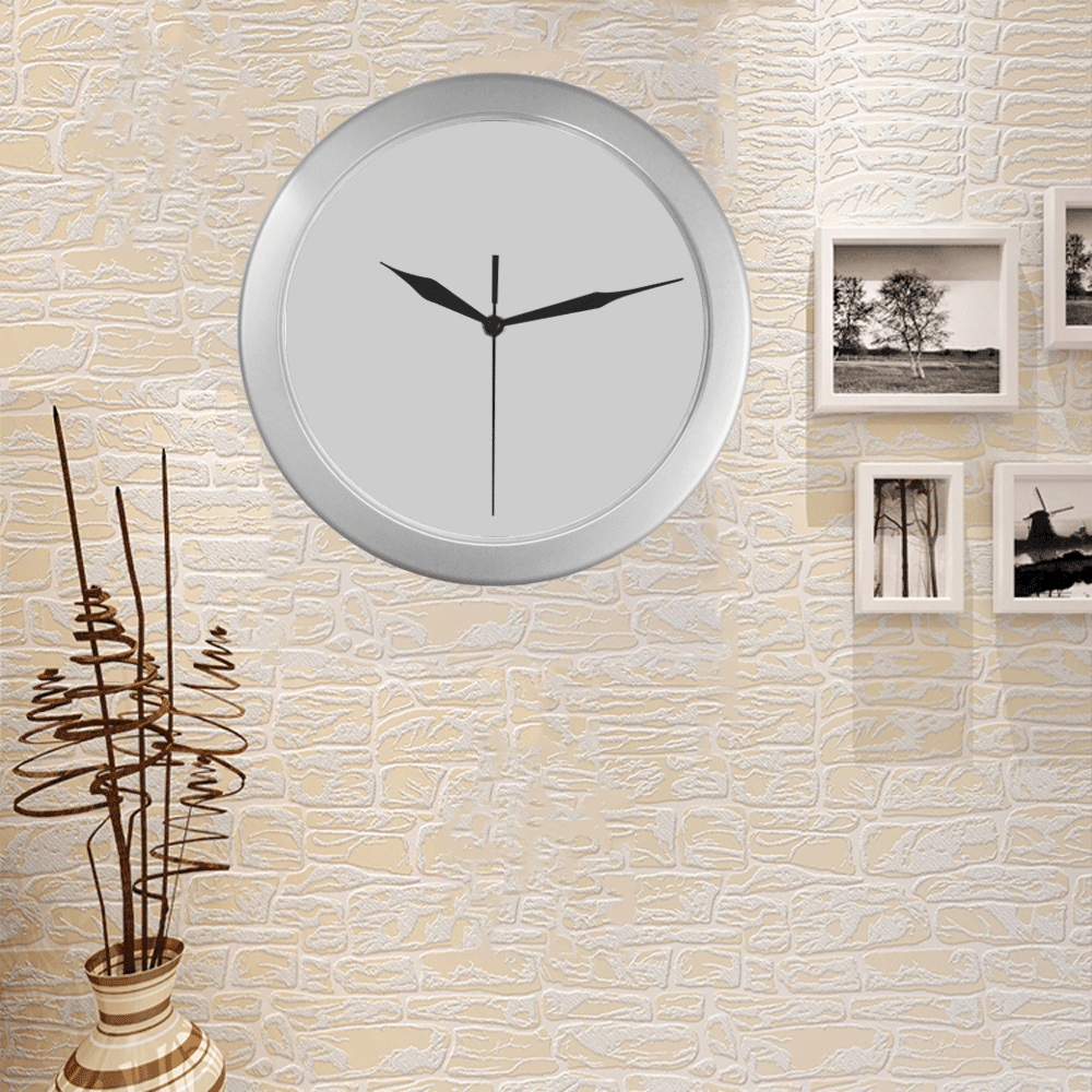 1qweqwe Silver Color Wall Clock
