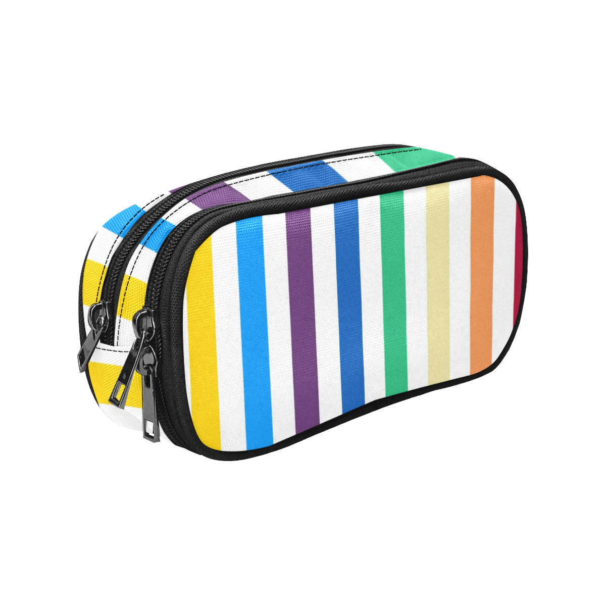 Rainbow Stripes with White Pencil Pouch/Large (Model 1680)