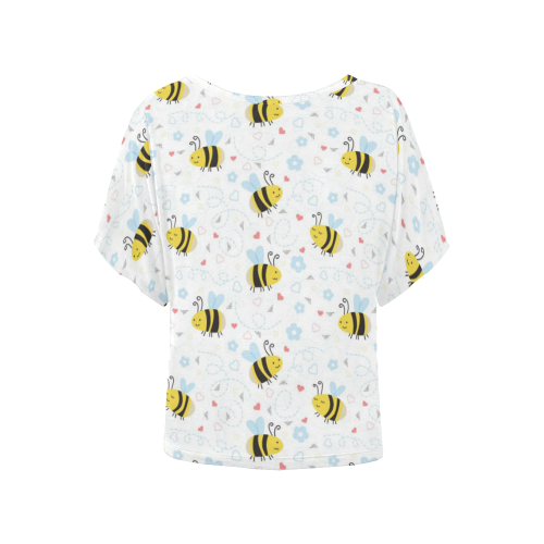 Cute Bee Pattern Women's Batwing-Sleeved Blouse T shirt (Model T44)