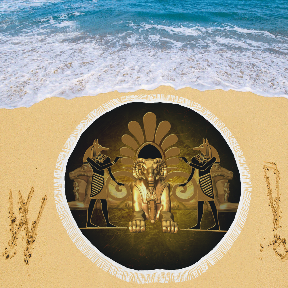 Anubis the egyptian god Circular Beach Shawl 59"x 59"