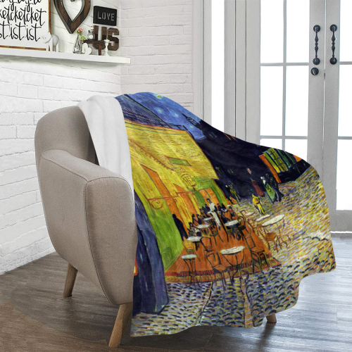 Vincent Willem van Gogh - Cafe Terrace at Night Ultra-Soft Micro Fleece Blanket 50"x60"