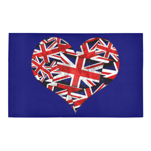 Union Jack British UK Flag Heart on Blue Bath Rug 20''x 32''
