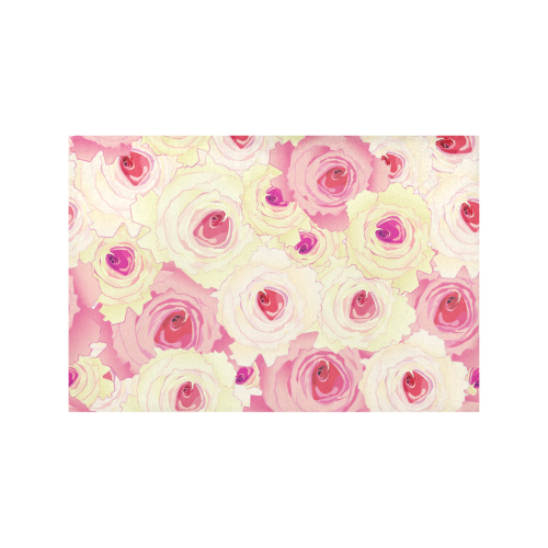 Pink and Yellow Tea Roses Placemat 12’’ x 18’’ (Set of 4)
