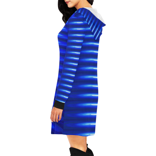 blue spring All Over Print Hoodie Mini Dress (Model H27)