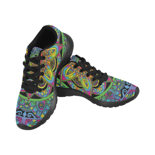 mandala 4 black rainbow ladies runners Women’s Running Shoes (Model 020)