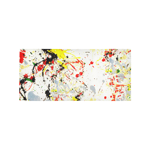 Black, Red, Yellow Paint Splatter Area Rug 7'x3'3''