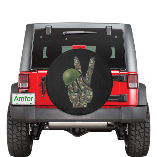 Forest Camouflage Peace Sign 32 Inch Spare Tire Cover