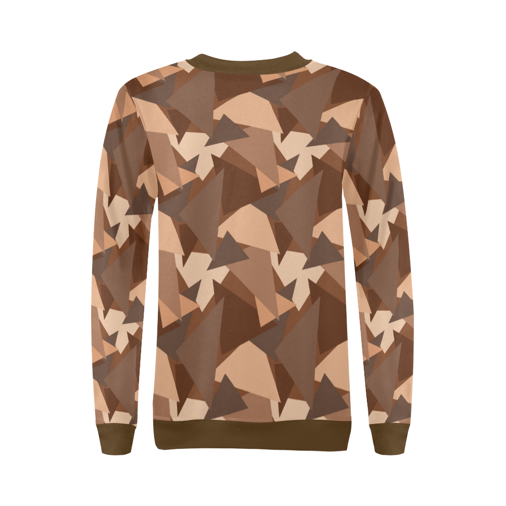 Brown Chocolate Caramel Camouflage All Over Print Crewneck Sweatshirt for Women (Model H18)