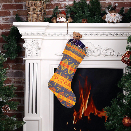 Ethnic Bohemian Orange, Yellow, and Purple Christmas Stocking