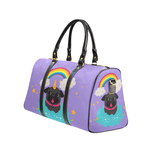 Black Pug Unicorn Travel Bag Large New Waterproof Travel Bag/Large (Model 1639)