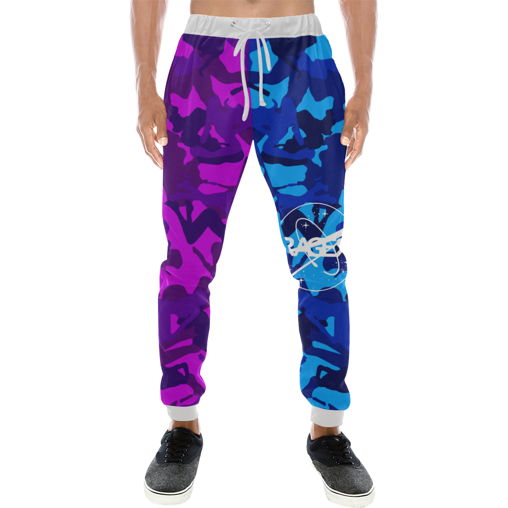 space virginz camo purple/ blue joggers Men's All Over Print Sweatpants (Model L11)