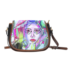 Abstract Girl Saddle Bag/Small (Model 1649)(Flap Customization)