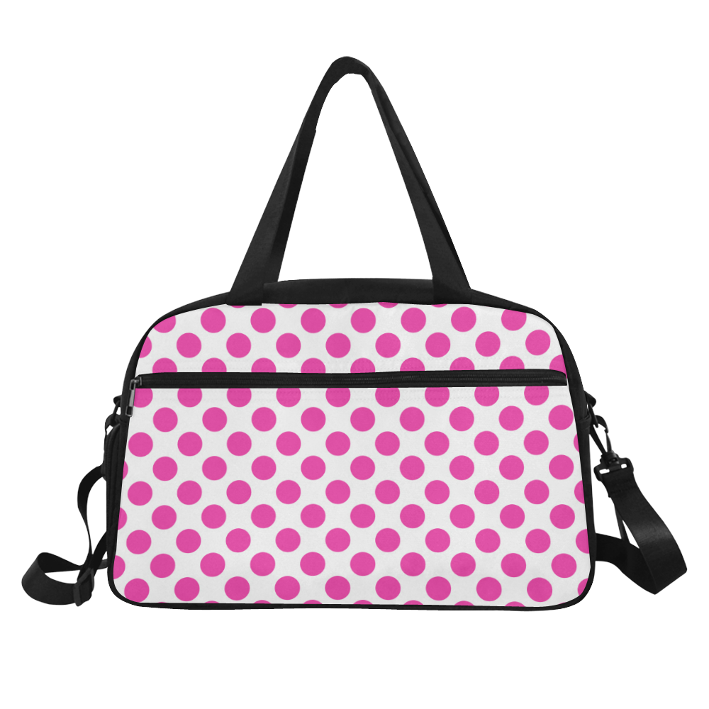 Pink Polka Dots on White Fitness Handbag (Model 1671)