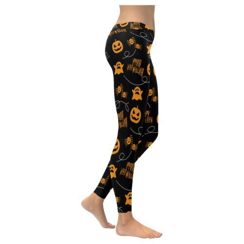 Fun Spooky Halloween Pattern Women's Low Rise Leggings (Invisible Stitch) (Model L05)