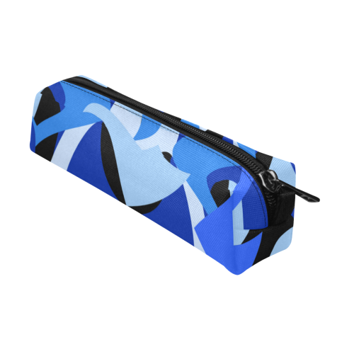 Camouflage Abstract Blue and Black Pencil Pouch/Small (Model 1681)