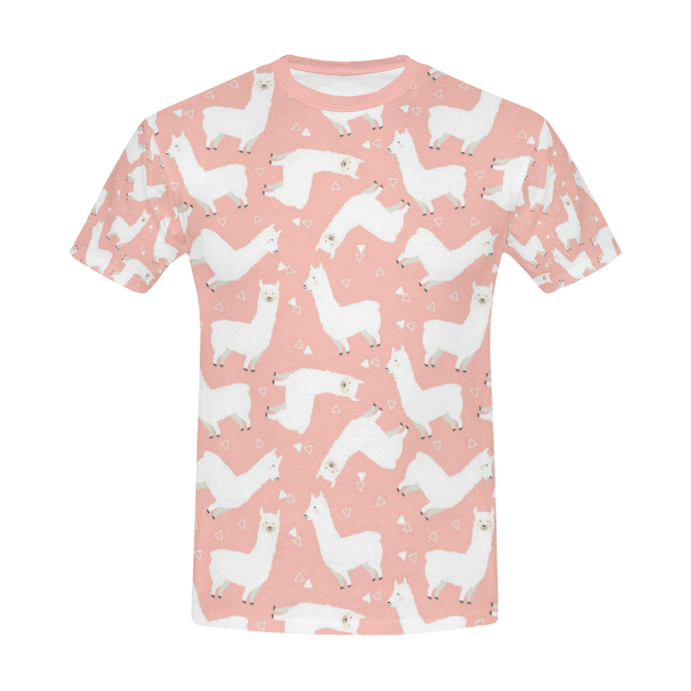 Pink Llama Pattern All Over Print T-Shirt for Men/Large Size (USA Size) Model T40)