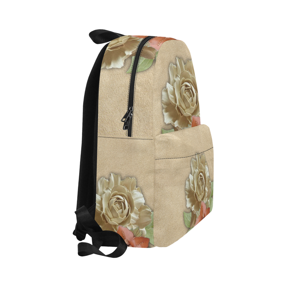Lether flowers on suede Unisex Classic Backpack (Model 1673)