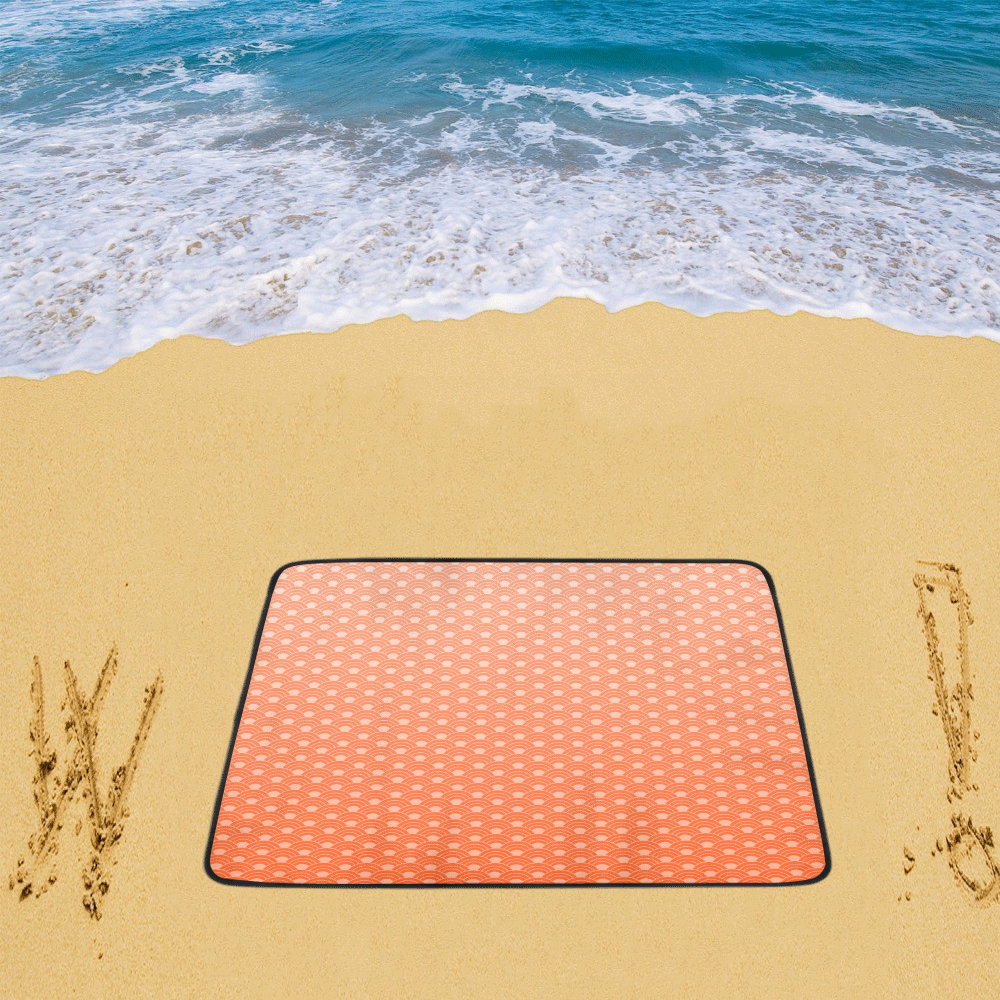 Living Coral Color Scales Pattern Beach Mat 78"x 60"
