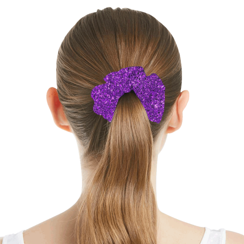 Purple Glitter All Over Print Hair Scrunchie