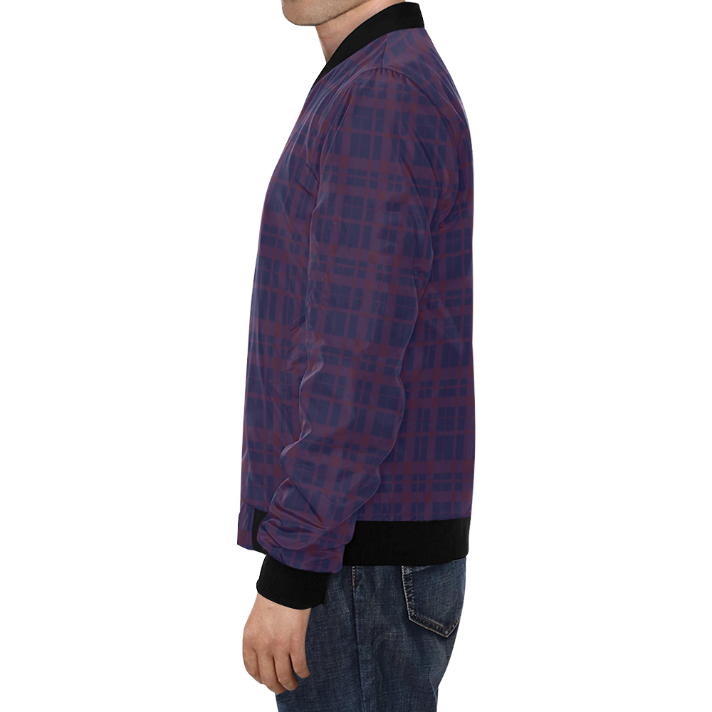 Purple Plaid Rock Style All Over Print Bomber Jacket for Men (Model H19)