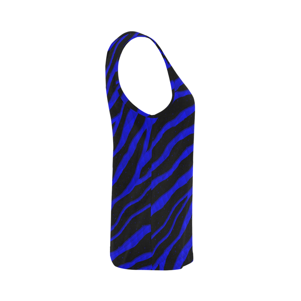 Ripped SpaceTime Stripes - Blue All Over Print Tank Top for Women (Model T43)