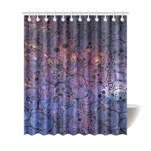 Cosmic Sugar Skulls Shower Curtain 72"x84"