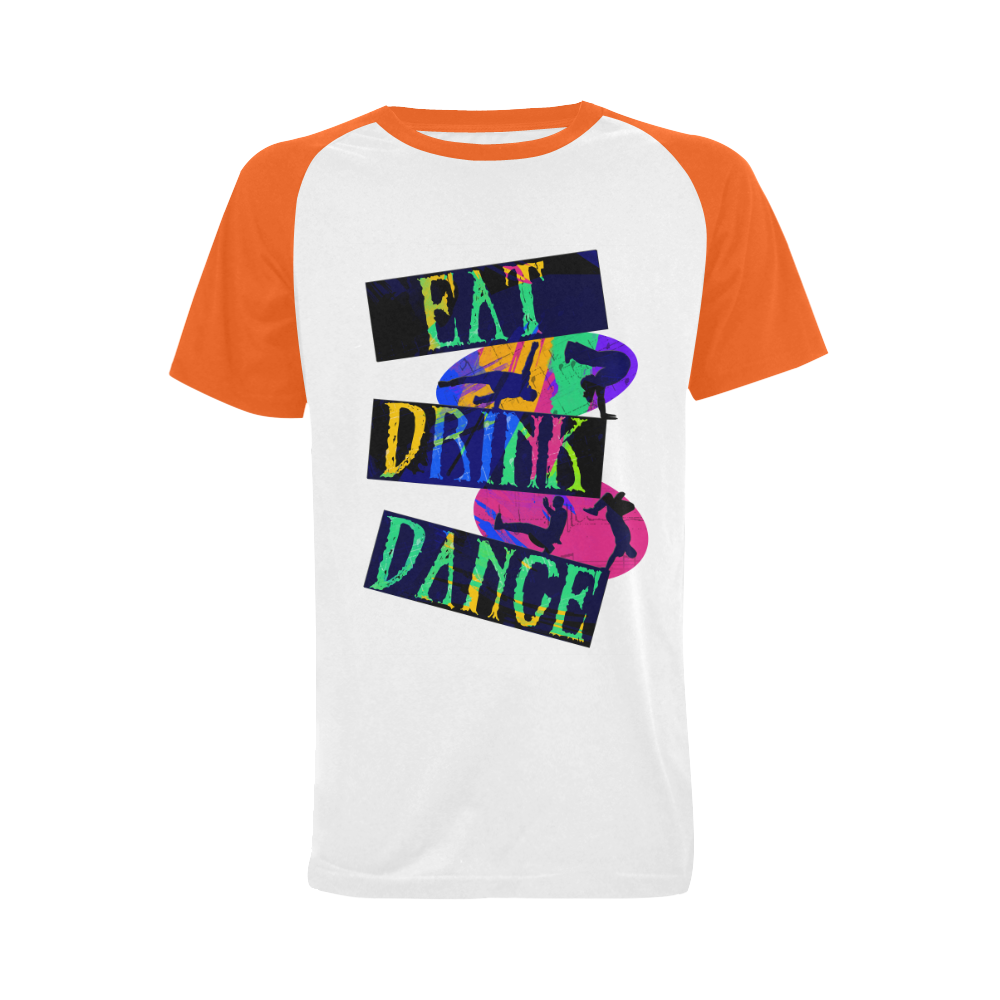 Break Dancing Colorful / Orange Men's Raglan T-shirt Big Size (USA Size) (Model T11)