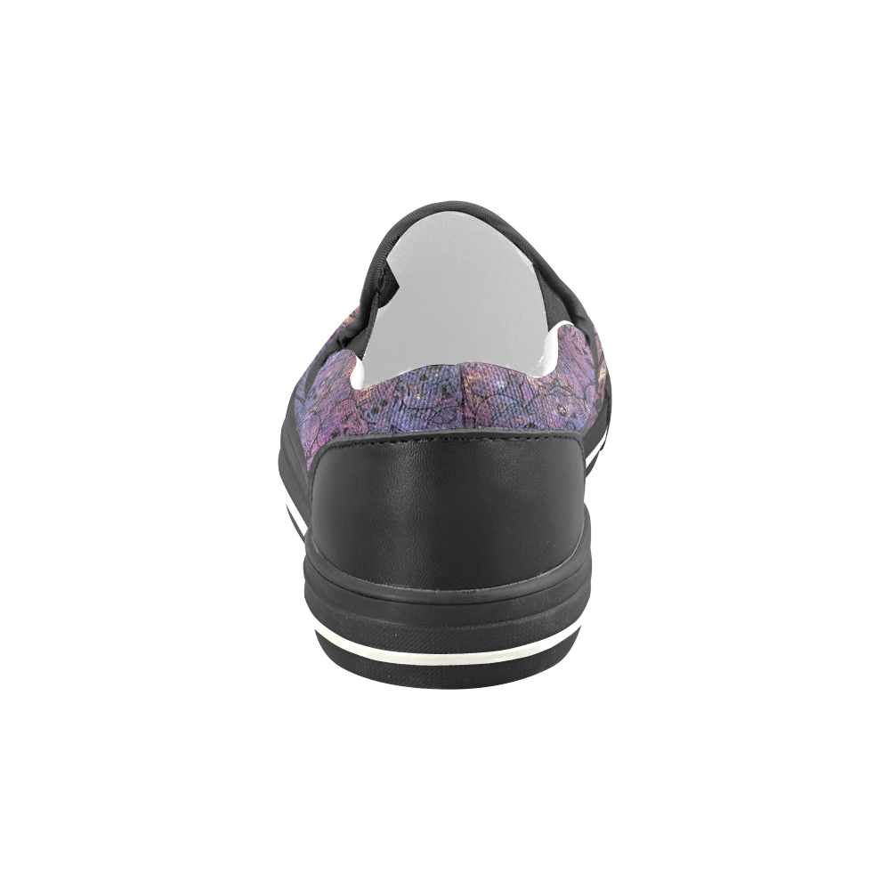 Cosmic Sugar Skulls Slip-on Canvas Shoes for Kid (Model 019)