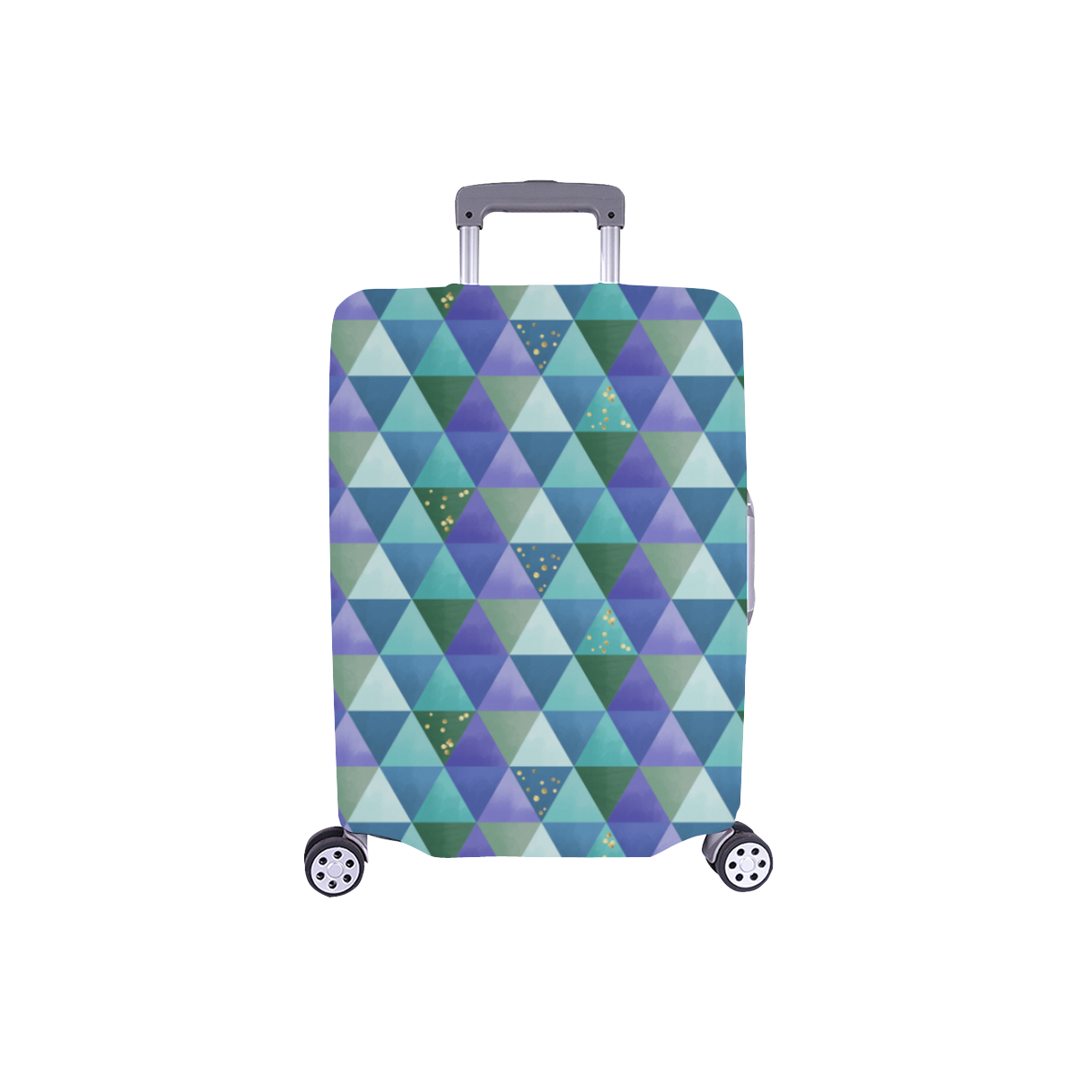 Triangle Pattern - Blue Violet Teal Green Luggage Cover/Small 18"-21"