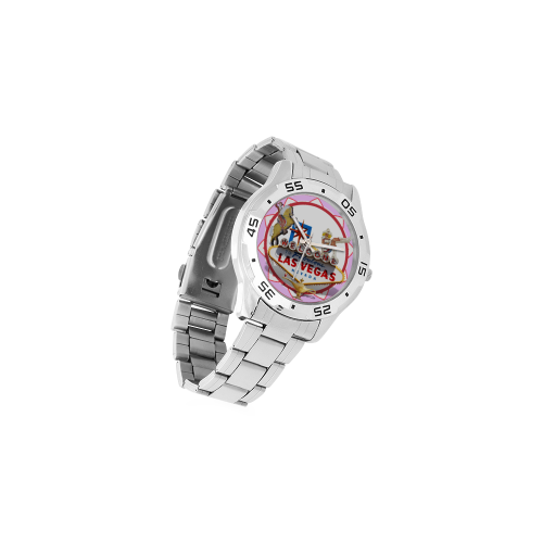 LasVegasIcons Poker Chip - Pink Men's Stainless Steel Analog Watch(Model 108)